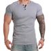 Men's Short Sleeve T-Shirt Fitness Elastic Threaded Tight_viptrois.com