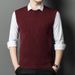 Men's Wool Blend Sleeveless Sweater Vest, Round Neck Pullover Knit Vest For Casual & Business Wear_viptrois.com