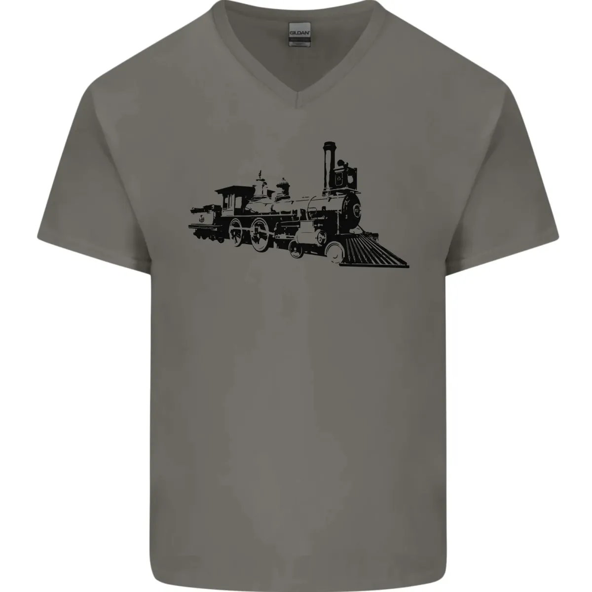 Trains Locomotive Steam Engine Trainspotting Mens V-Neck Cotton T-Shirt Mens Womens Tees Top_viptrois.com