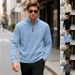 Men's Half-Zip Stand Collar Sweatshirt – Thick Fleece Loose Fit For Autumn & Winter_viptrois.com