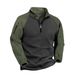 Men's Tactical Fleece Pullover – Zip-Up Stand Collar Sweater – Color Block Streetwear (S-XXXL)_viptrois.com