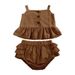 Kids’ Clothing Girls Suits Summer New Version Baby Girl Four Corner Ruffle Pants Sleeveless Tops Two Pieces_viptrois.com