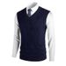 Men's Wool Blend V-Neck Sleeveless Sweater Vest - Casual Solid Color Pullover For Autumn, Slim Fit, Lightweight & Breathable_viptrois.com