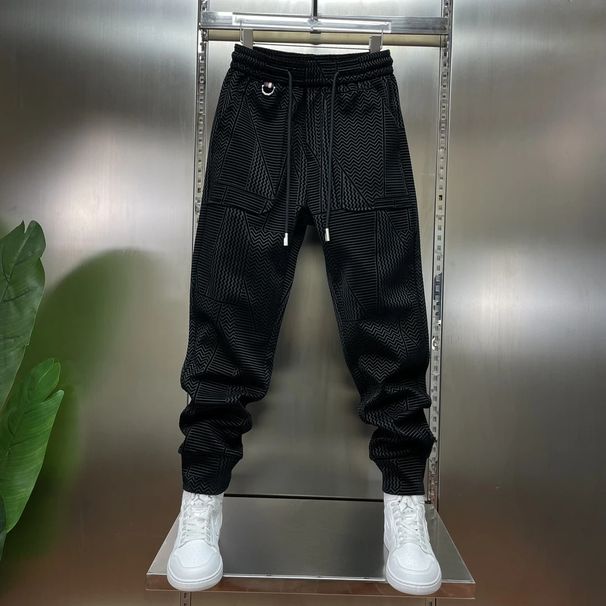 High-end Casual For Men New Luxury Fashion Elastic Jacquard Straight Slim Business Trousers Autumn Winter Long Pants_viptrois.com