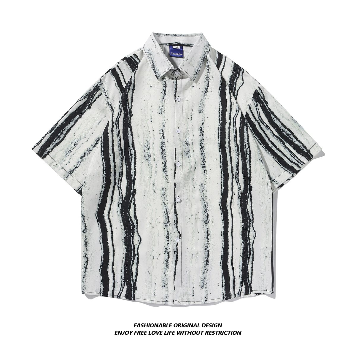 Men's Tie Dye Shirt Short Sleeved Thin Summer Style Sophisticated Cool Three Quarter Sleeve Loose Fitting Retro Jacket_viptrois.com