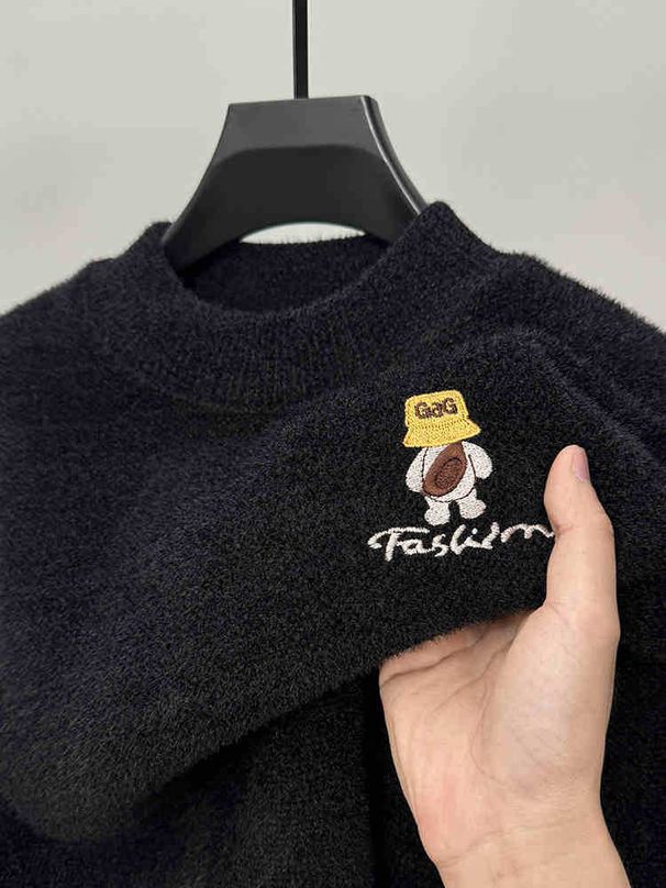 Men’s Fleece-Lined Mock Neck Sweater – Winter Thermal Knit Pullover, Chenille Thickened Long Sleeve Base Layer, Warm & Stylish_viptrois.com