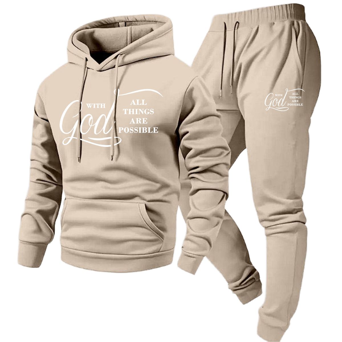 Men's Hooded Sweatshirt And Pants Set Letter Print Two Piece Clothing European And American Style Hot Selling Cross Border Trade_viptrois.com