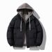 Men's Winter Hooded Puffer Jacket – Two-Tone Layered Cotton Coat With Oversized Hood (Black/Khaki/Green/Klein Blue)_viptrois.com