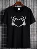 Skeleton Hands Love Heart Sign Bones Costume Funny Halloween T-Shirt Summer Soft Top For Everyday Wear Female T-Shirt For Women Casual Comfortable Slightly Designer Clothes Print Round Neck Short Sleeve Unisex Versatile Streetwear Fashion Women_viptrois.com
