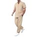 Men's Clothing New Spring And Summer Men's Short Sleeved Shirt Trousers Suit Men's Casual Stand Up Collar Shirt_viptrois.com