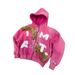 Men's Clothing Y2K Streetwear Zip-Up Hoodie – Unisex Oversized Pullover With Colorful Letter Print, Retro Hip-Hop Style_viptrois.com
