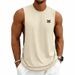 Men's Sleeveless T-Shirt Loose Fit Casual Trendy Training Fitness Printed Logo American Style Vest_viptrois.com