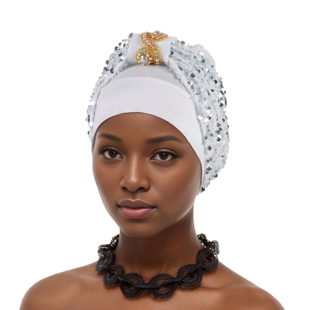 New Fashion Flannel Sequin Small Squares Plus S Diamond Watermelon Hat Muslim Hat Baotou Hat_viptrois.com