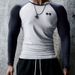 Men's Athletic Long Sleeve T-Shirt Slim Fit Contrast Sleeves Moisture Wicking Running Shirt for Training Gym Workout Top_viptrois.com