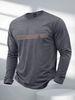 Men's Long Sleeved Round Neck Black T-shirt Top Loose 100 Cotton Tops_viptrois.com