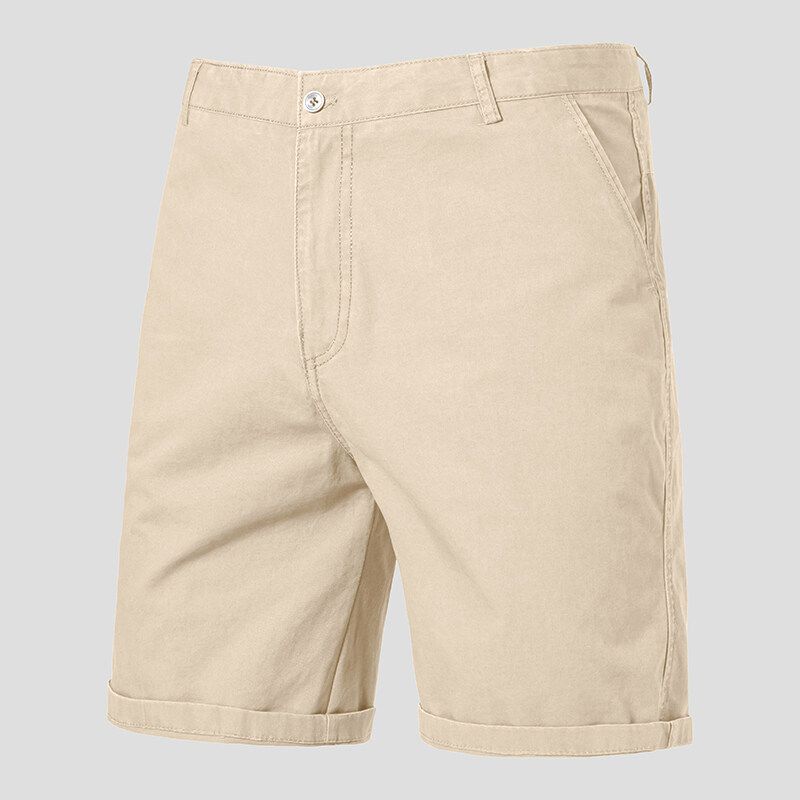 Men's Clothing Summer New Cotton Casual Shorts Men's Straight Slim Fit Shorts Large Size Solid Color_viptrois.com