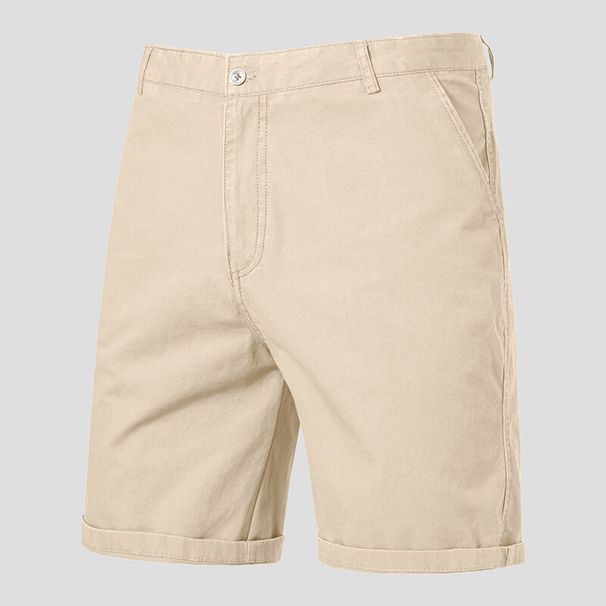 Men's Clothing Summer New Cotton Casual Shorts Men's Straight Slim Fit Shorts Large Size Solid Color_viptrois.com