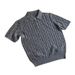 Men's Clothing Polo Collar Short Sleeved Twisted Knit Sweater New Spring And Summer Retro Texture Light Mature Style Black Ribbed Simple Top_viptrois.com
