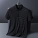 Men's Clothing Summer Cool Stretch Short Sleeve Shirt Breathable Casual T-Shirt For Men, Slim Fit, Lightweight & Comfortable (Khaki, White, Black)_viptrois.com