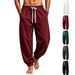 Men's Ribbed Jogger Sweatpants Loose Fit Drawstring Casual Pants Multi Color Versatile Drape Athletic Trousers Spring Summer Style_viptrois.com