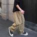 Men's Clothing Ins Style Washed Straight Leg Trousers, Hong Kong Style Men's Trousers, Versatile Cargo Trousers, Curved Cut Men's Casual Style._viptrois.com