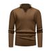 Autumn Winter Men's Knitted Half Zipper Stand Collar Solid Color Fashion Vertical Striped Sweater For Men_viptrois.com