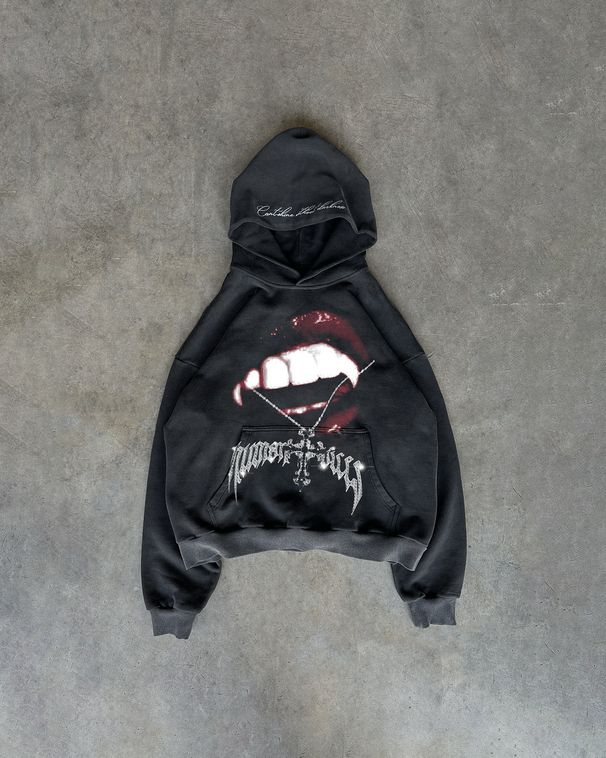Unisex Clothing Breathable Casual Men And Women Autumn And Winter Big Mouth Necklace Printed Pattern Letter Embroidered Hoodie_viptrois.com
