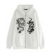 Mother Kids Dragon Print Zipper Sweatshirt Street Fashion Hoodie Trend Loose Fleece Jacket_viptrois.com