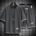 Set Of Men's Fasable Plaid Short Sleeved T-shirt, Summer New Youth Quick Drying Ultra-thin Shorts, Two-piece Set_viptrois.com