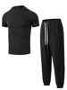 Men's Clothing Men's Vertical Striped Ribbed Crew Neck Long Sleeve T-Shirt And Jogger Pants Set Casual Breathable Loose Fitting Two-Piece Outfit_viptrois.com