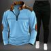 Spring And Autumn Hot Sale Fashion Men's Clothing Chest Ruffle Lapel Zipper Long Sleeve Polo Shirt Men's Suit_viptrois.com