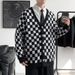 Loom Cardigan Plaid Sweater Men Spring High Street Ins European American Hiphop Knitwear Autumn Korean Version Trendy Jacket_viptrois.com