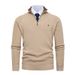 Men's Ribbed Knit Sweater – Semi-Zip Stand Collar Pullover (Thickened Polyester Blend, Slim Fit, Winter Streetwear Essential)_viptrois.com