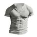 Men's New Solid Color Summer Versatile T-shirt Henley Shirt Casual Knit Short-sleeved Tops_viptrois.com