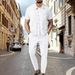 Men's Waffle-Knit 2-Piece Set - Short Sleeve Shirt & Long Pants Outfit (S-XXXL) - Breathable Summer Casual Wear In Black/White/Grey/Khaki/Navy_viptrois.com