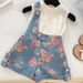 Kids’ Clothing Girls Summer New Suit Sleeveless Top Plus Printed Denim Shorts Two Piece Suit Baby Girl Fashion Suit_viptrois.com