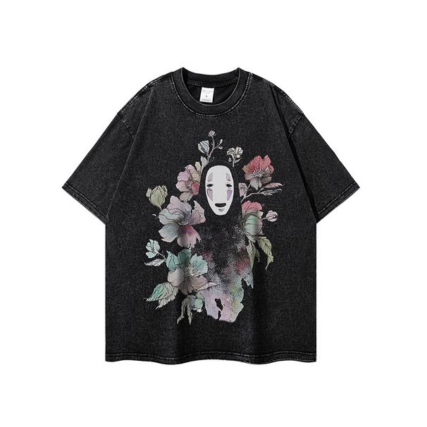 High Street Dark Style Oversize Vintage Washed Short T-Shirt For Men And Women Couples National Trend Half Sleeve Tee_viptrois.com