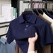 Men's Clothing Men's Summer Short Sleeve Knit Shirt Simple Solid Color Casual Trendy T-Shirt Jacquard Openwork Collar_viptrois.com