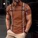 Business Men's Polo Shirt Casual Summer Short Sleeves Tops Plaid Pattern Print Button T Shirt Loose Clothes Fashion Golf Shirts_viptrois.com