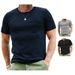 Men's Clothing European And American Summer Men's Short Sleeved Large Size Solid Color Button Pocket Henry Collar T Shirt European And American Style_viptrois.com