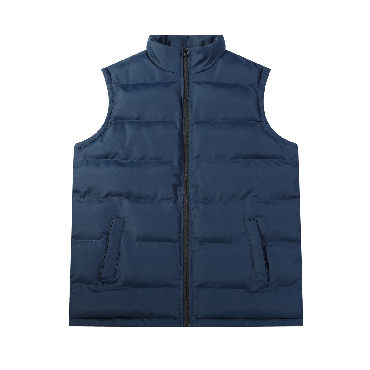 Men's Winter Puffer Vest - Lightweight Quilted Sleeveless Jacket, Stand Collar, Zip Front, Decorative Pockets, Casual Layering Essential_viptrois.com