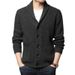 Pure Quality European And American Cross-Border New Long Sleeve Cardigan Pocket High Collar Solid Color Knitted_viptrois.com