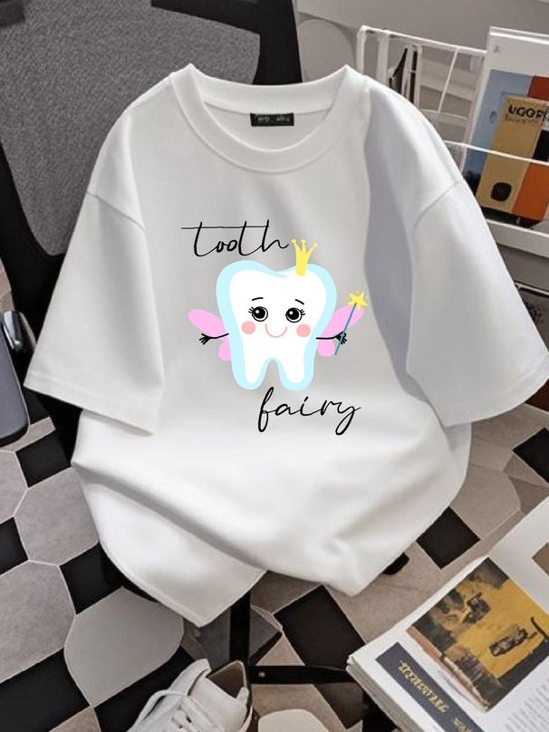 Tooth Fairy Shirt Tooth Fairy Costume Halloween Fairy Tooth Fairy Teeth S For Dentists Dentist Shirt Dental Student T-Shirt Fashion Graphic_viptrois.com