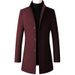 Loom Loom 2024 European And American Autumn Winter New Mid-Length Single-Breasted Stand Collar Wool Men's Slim Fit Trench Coat_viptrois.com