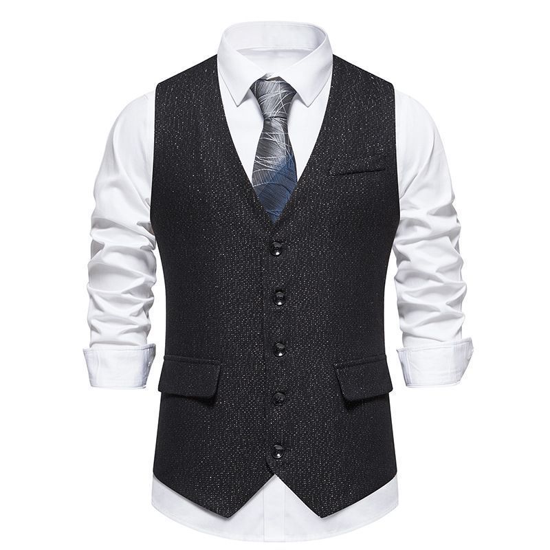 Retro Single-breasted Men's Suit Vest Casual Business_viptrois.com