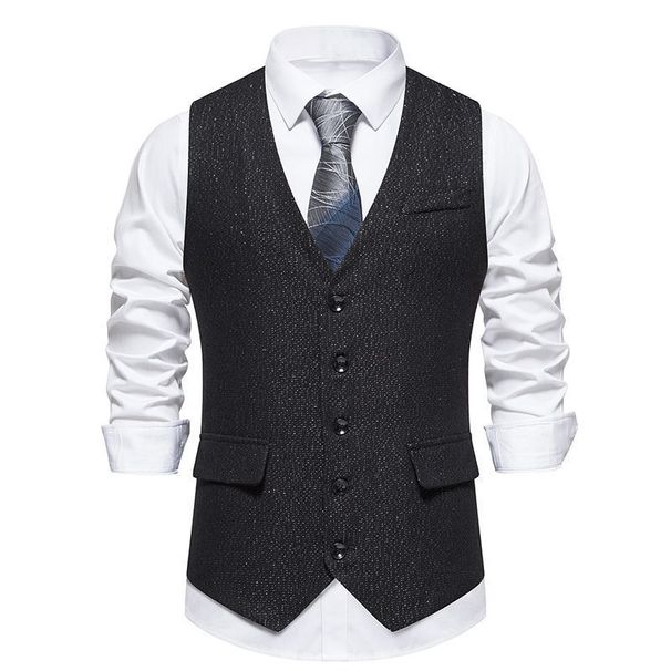 Retro Single-breasted Men's Suit Vest Casual Business_viptrois.com