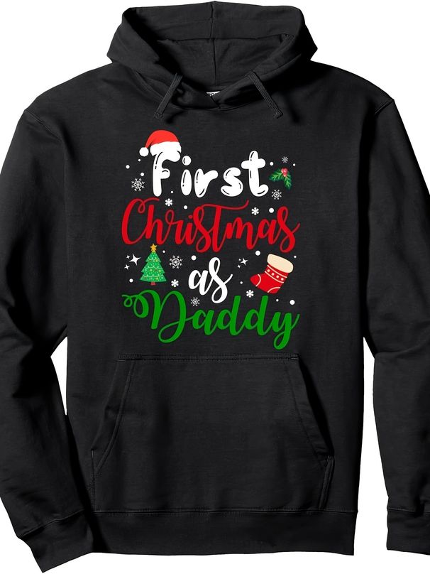 First Christmas As Daddy New Parents Christmas Xmas Dad Men Pullover Hoodie_viptrois.com
