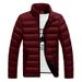Men's Winter Jacket With Stand Collar, Waterproof Zipper, Solid Color, Plus Size Cotton Coat For Casual Wear_viptrois.com