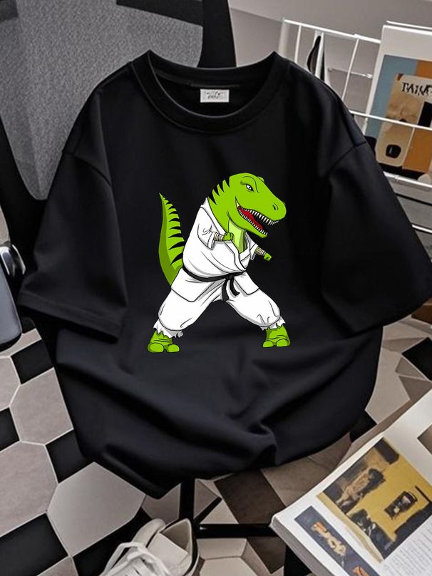 TRex Dinosaur Karate Drawstring Bags Gym Bag Hot Lightweight Fashion Breathable Comfortable Slightly Versatile Summer Unisex Streetwear Stretched_viptrois.com