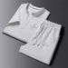 Men's Clothing Short Sleeved Ice Silk Linen Suit Men's Summer Large Size Loose Mid Sleeve T Shirt Cotton And Linen Dad Two Piece Suit_viptrois.com